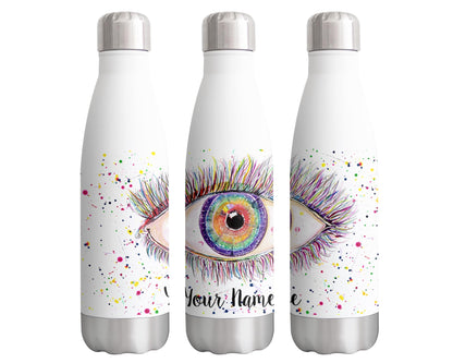 Vixar Eye Personalised Custom Bottle with your Text/name Watercolour rainow Eyes Bottle double Wall insulated Stainless steel sport Drinks 500ml