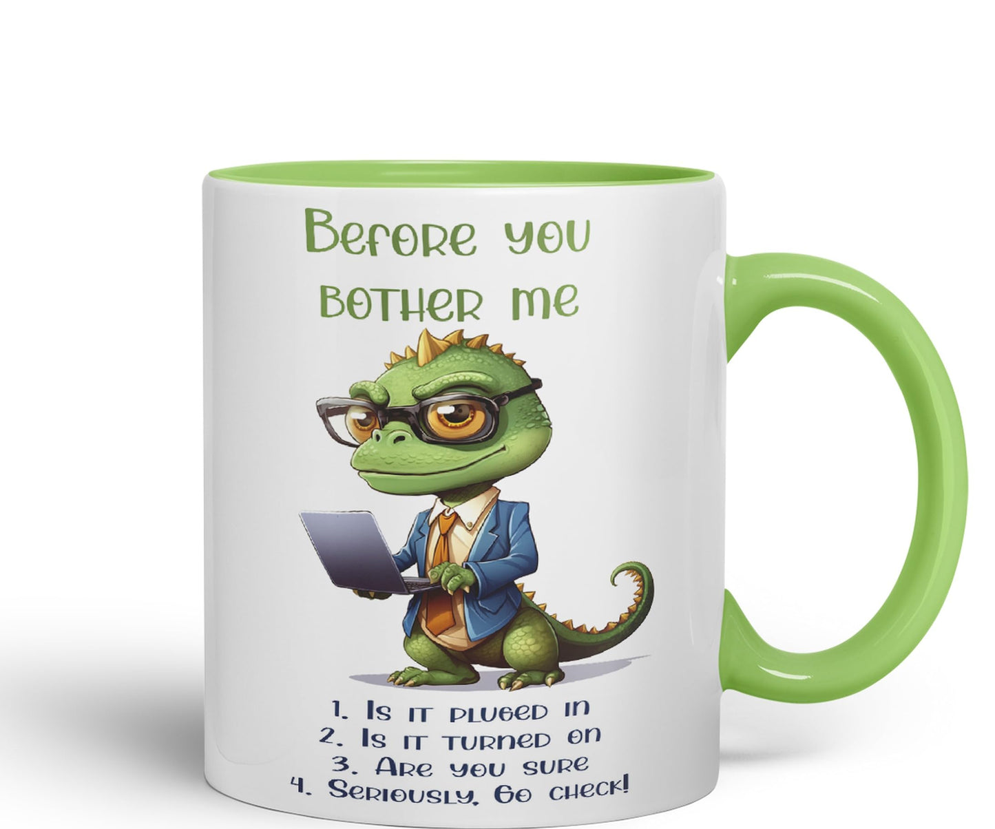 Before You Bother me Crocodile Joke sarkasm Sarcastic Ceramic Coloured Mug Cup for Tea Coffee Hot Brew 330ml 11Oz Gift