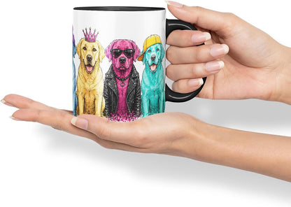 Vixar Labrador Retriever Dog Mug – Cute Labrador Coloured Ceramic Mug Cup Gift, 11oz (Black)