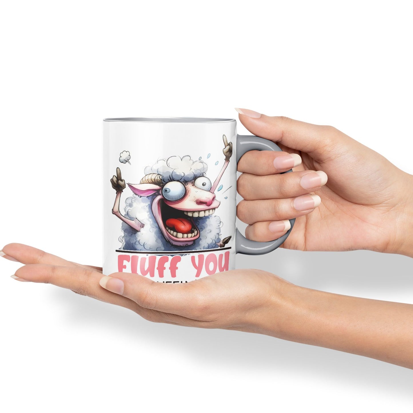 Fluff You, You Fluffin' Fluff Sheep Joke sarkasm Sarcastic Ceramic Coloured Mug Cup for Tea Coffee Hot Brew 330ml 11Oz Gift