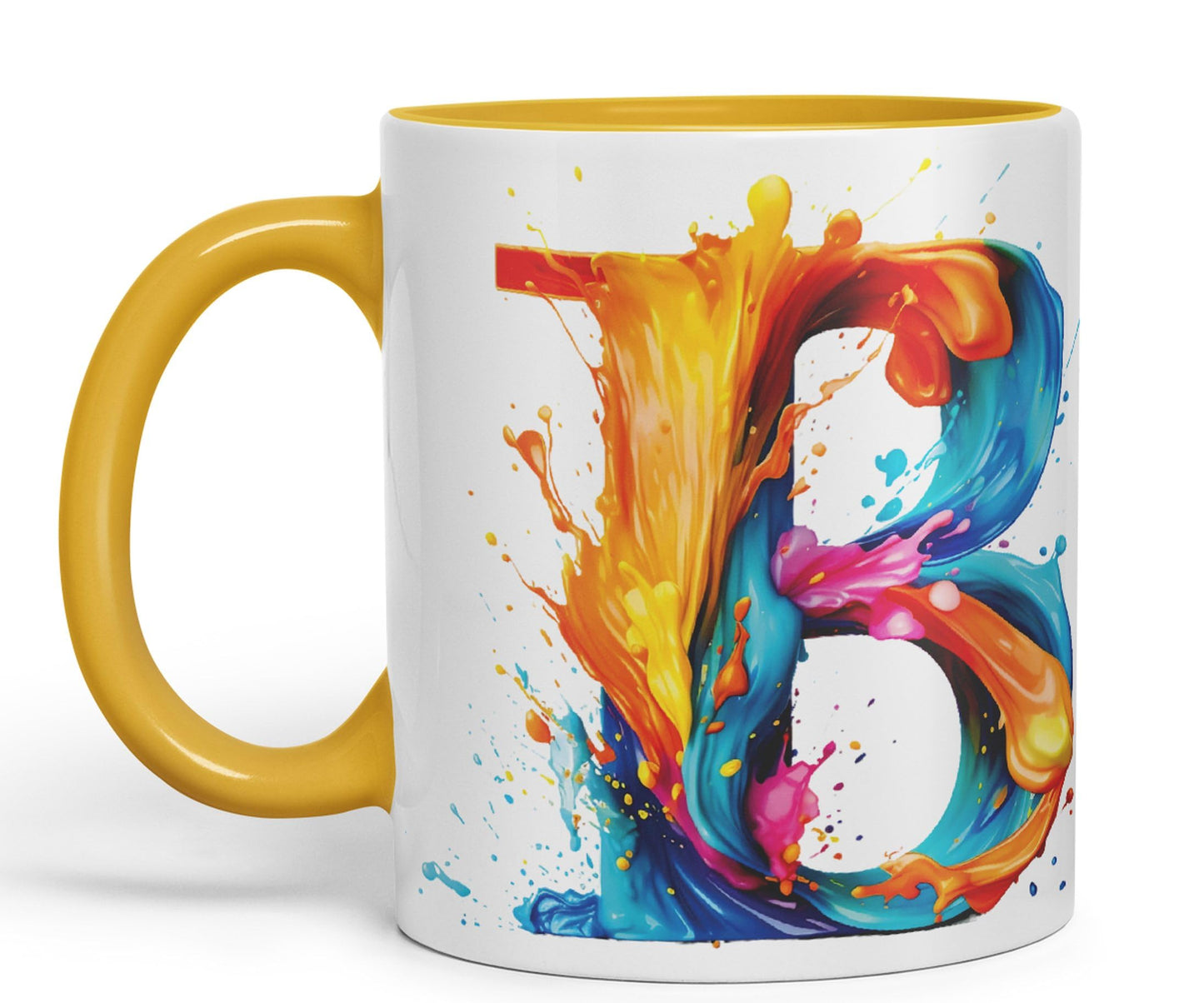 Letter B mug, Alphabet Letter B Monogram watercolour Ceramic Coloured Mug Cup for Tea Coffee Hot brew 330ml 11Oz Gift