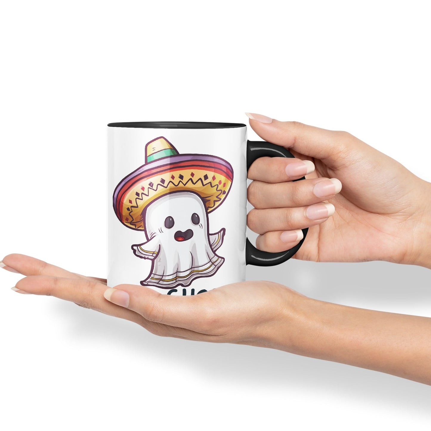 Ami-Ghost, Mexican hat Ghost Joke sarkasm Sarcastic Ceramic Coloured Mug Cup for Tea Coffee Hot Brew 330ml 11Oz Gift