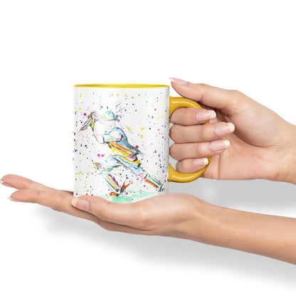 Cricket Sport Sportsmen Watercolour Ceramic Coloured Mug Cup for Tea Coffee Hot brew 330ml 11Oz Gift