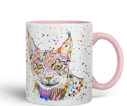 Vixar Lynx Cat Animal Watercolour Art Coloured 330 ml Mug Cup Gift Birthday Work Office Tea Coffee