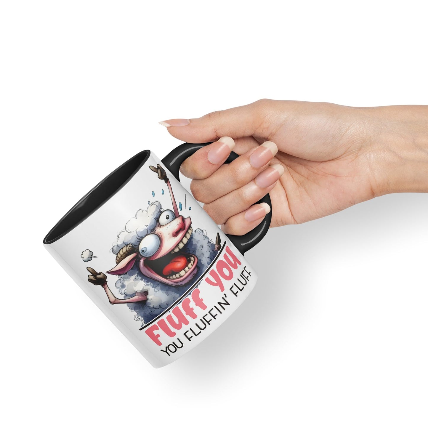 Fluff You, You Fluffin' Fluff Sheep Joke sarkasm Sarcastic Ceramic Coloured Mug Cup for Tea Coffee Hot Brew 330ml 11Oz Gift