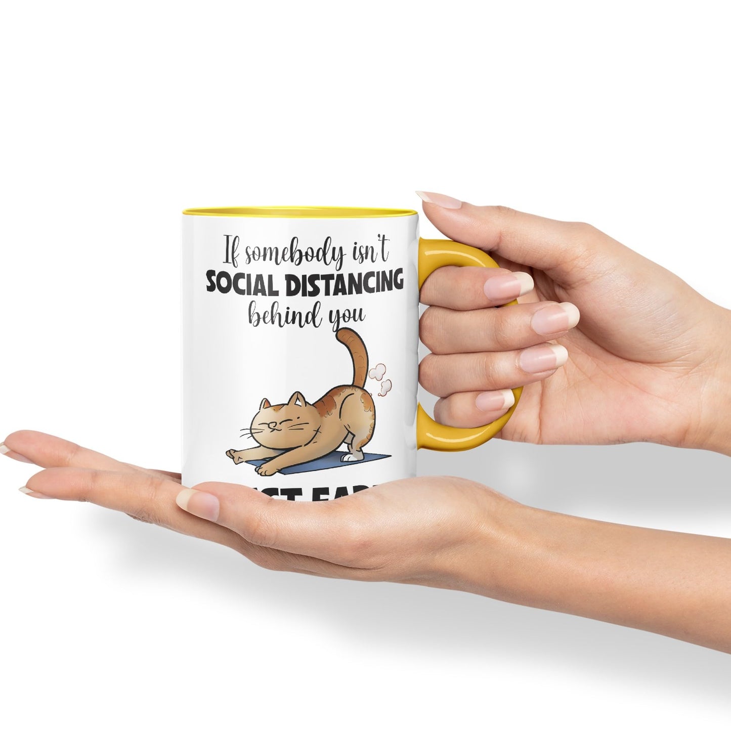 Vixar If Somebody Isn't Social Distancing Behind You Just Fart Cats Sarcastic Joke Ceramic Coloured Mug Cup for Tea Coffee Hot Brew 330ml 11oz