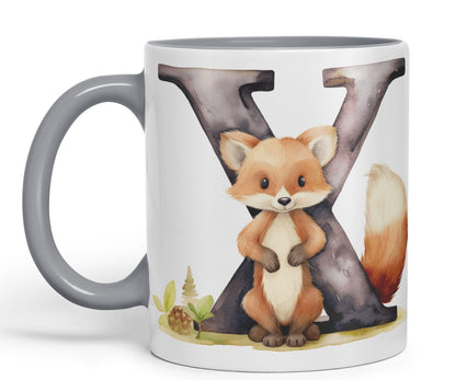 Letter X mug, Animals Alphabet Letter X Monogram animal for kids Ceramic Coloured Mug Cup for Tea Coffee Hot brew 330ml 11Oz Gift
