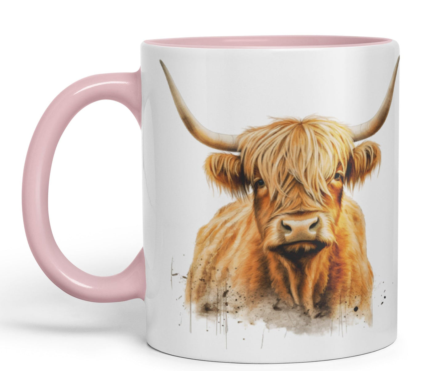 Vixar Highland Cow Scottish Farm Animals Watercolour Art Coloured 330 ml Mug Cup Gift Birthday Work Office Tea Coffee (hc5)