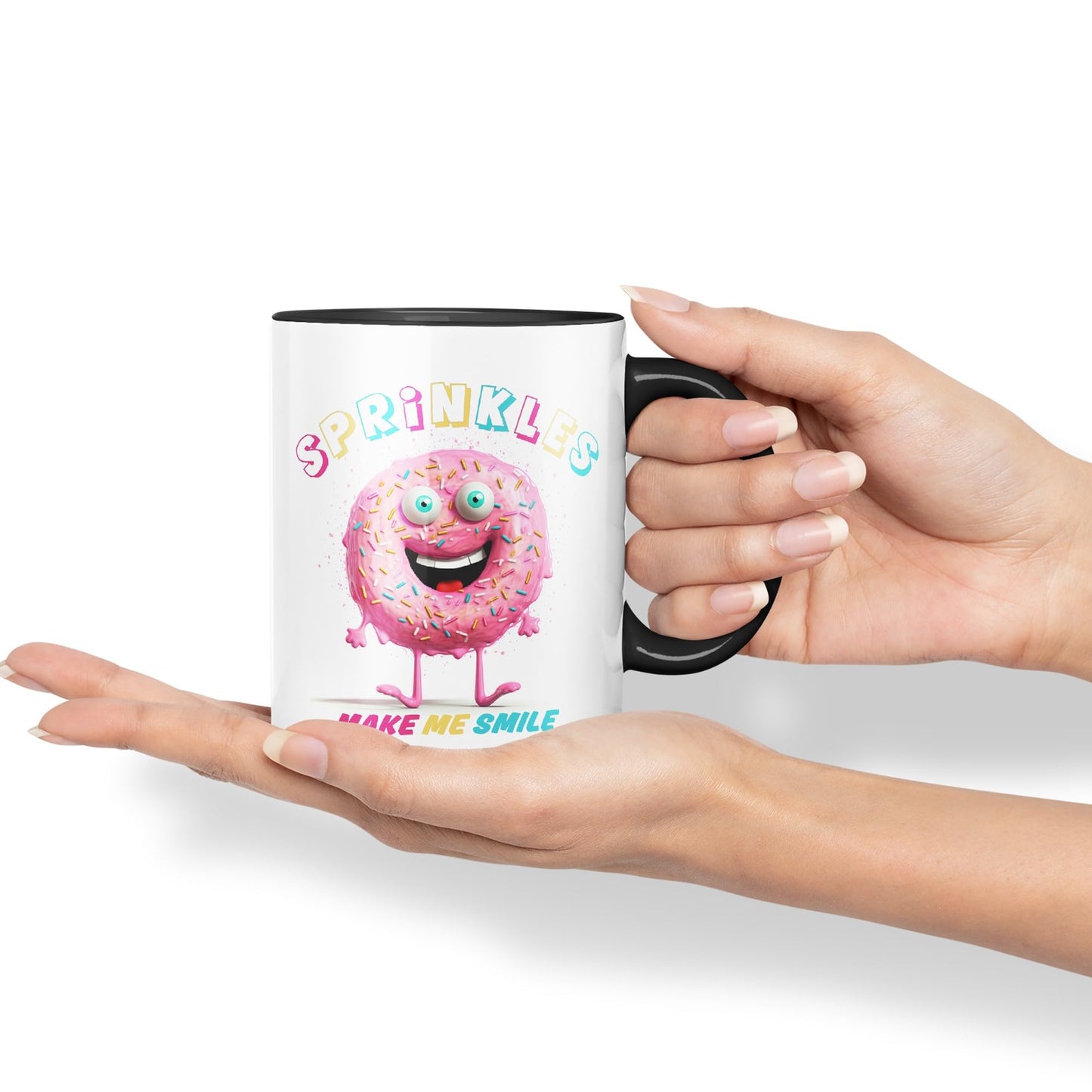 Sprinkles Make Me Smile Sweet Joke sarkasm Sarcastic Ceramic Coloured Mug Cup for Tea Coffee Hot Brew 330ml 11Oz Gift