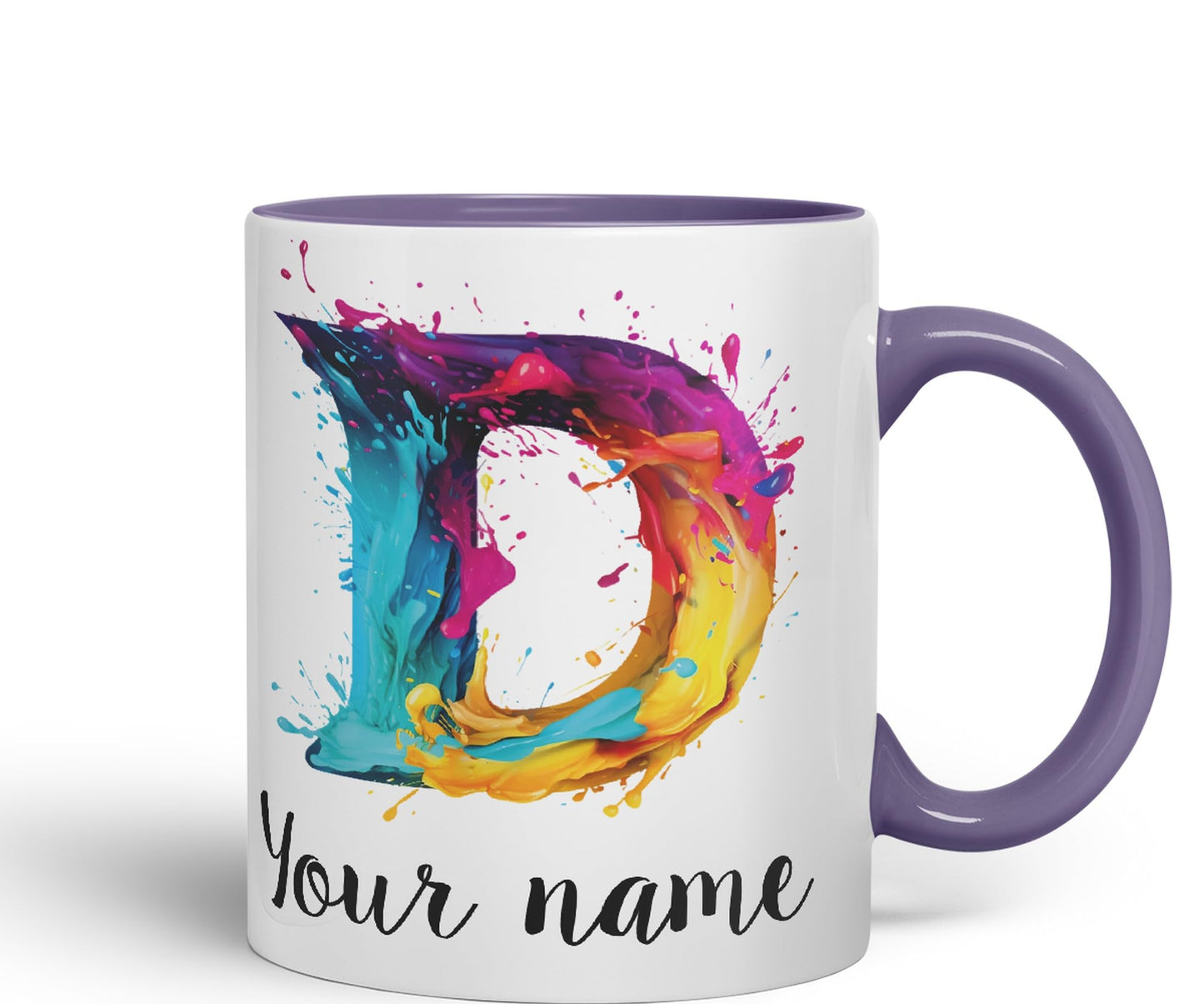 Personalised Letter D mug, Alphabet cusomized custom your Letter D Monogram watercolour Ceramic Coloured Mug Cup for Tea Coffee Hot brew 330ml 11Oz Gift