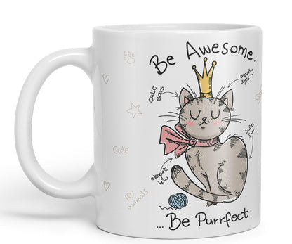 Vixar Be Awesome... Cat Ceramic Coloured Mug Cup Gift Tea Coffee Christmas Office Home Sarcastic Joke