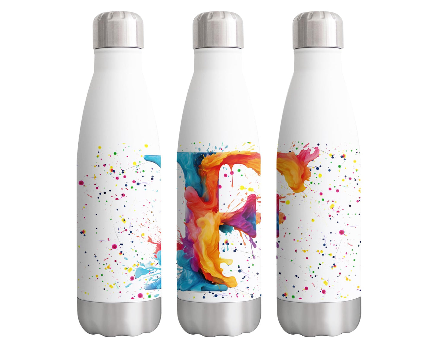 Letters Alphabet A-Z Monogram Watercolour Bottle double Wall insulated Stainless steel sport Drinks 500ml