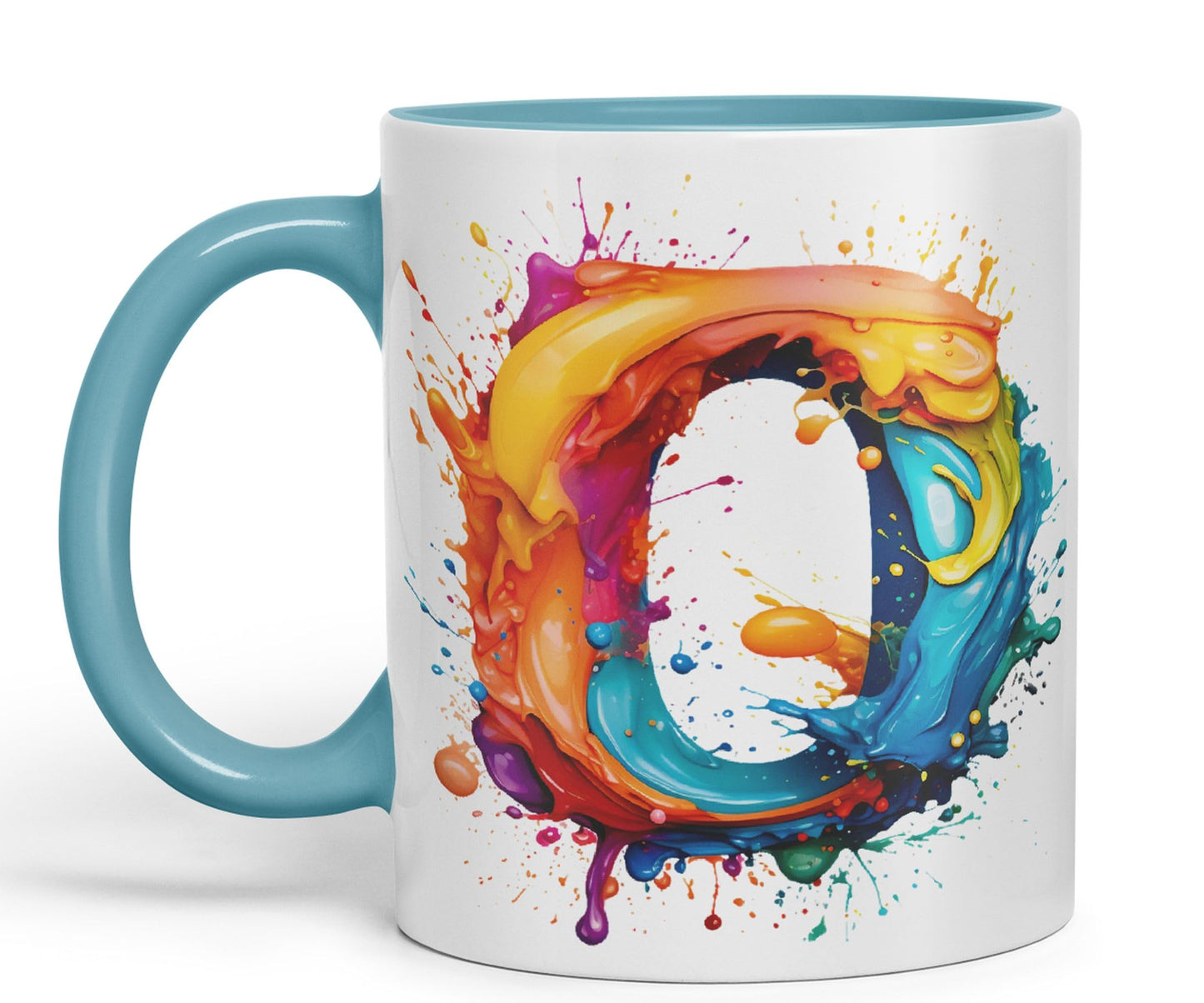 Letter O mug, Alphabet Letter O Monogram watercolour Ceramic Coloured Mug Cup for Tea Coffee Hot brew 330ml 11Oz Gift