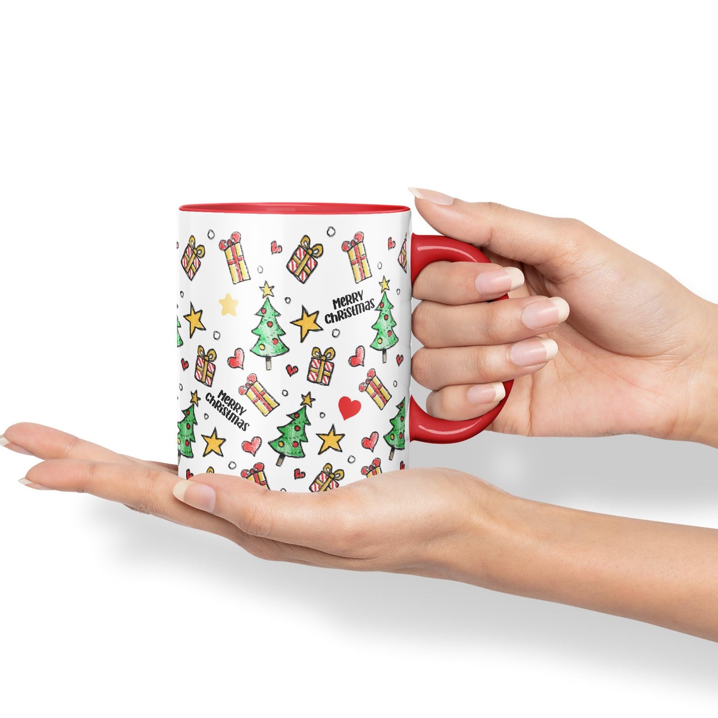 Vixar Christmas, Xmas Designs Tree Presents Coloured Ceramic Mug Cup Gift 330ml 11oz Work Office Tea Coffee Gift
