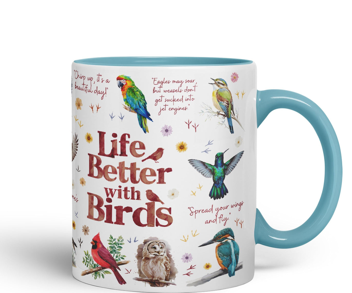 Life Better with Birds Joke sarkasm Sarcastic Ceramic Coloured Mug Cup for Tea Coffee Hot Brew 330ml 11Oz Gift