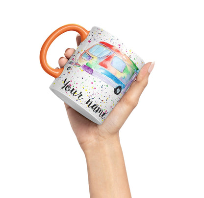 Vixar Personalised with Your Text Tourer Caravan Holiday Home Art Coloured Ceramic Mug Cup Gift 330ml 11oz Custom Work Office Tea Coffee
