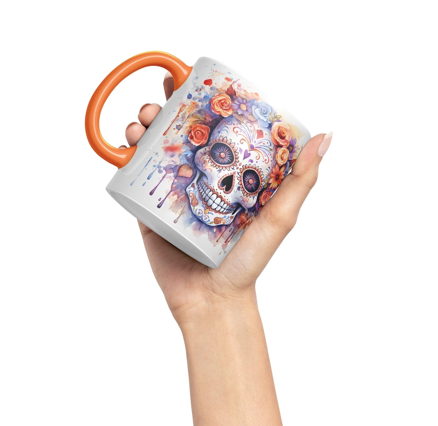 Sugar Skull and Roses Ceramic Coloured Mug Cup for Tea Coffee Hot Brew 330ml 11Oz Gift sk5