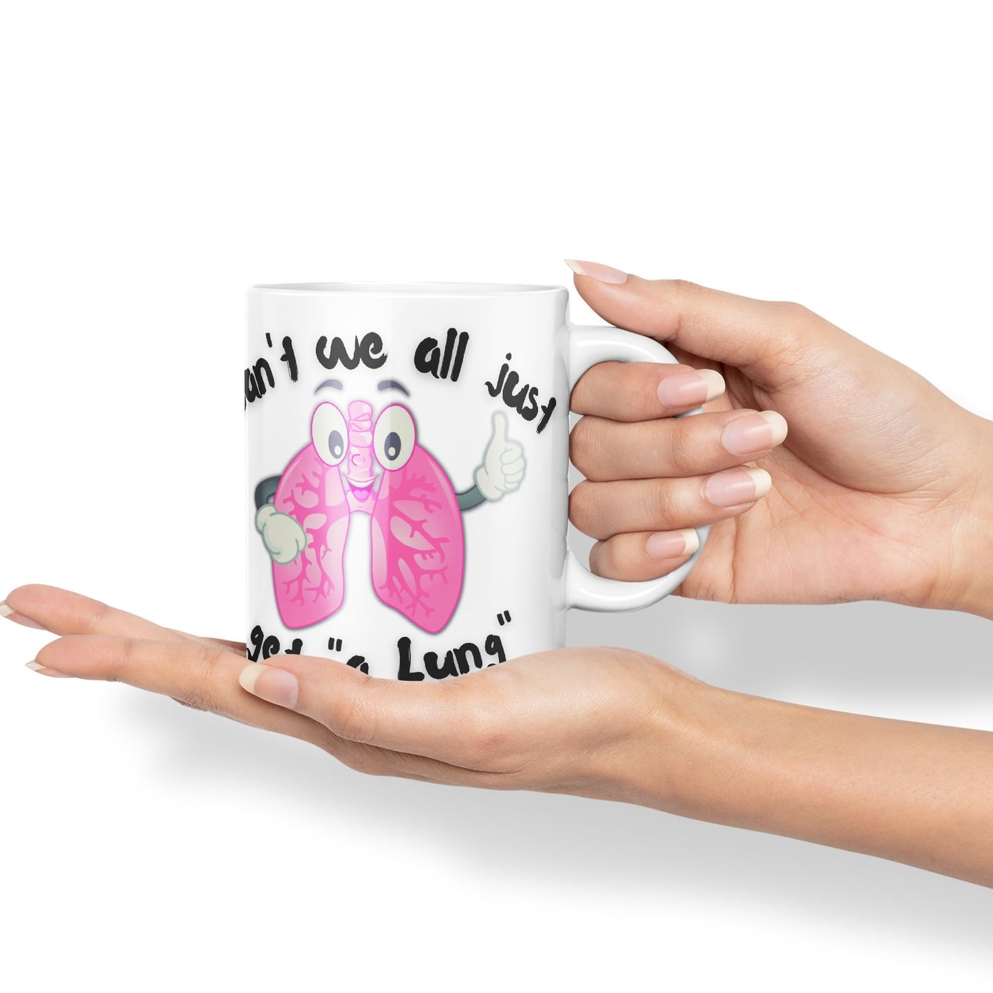 Vixar Anatomy Pun Humor Can't we All just get a Lung Coloured Ceramic 330 ml Mug Cup Gift Birthday Work Office Tea Coffee