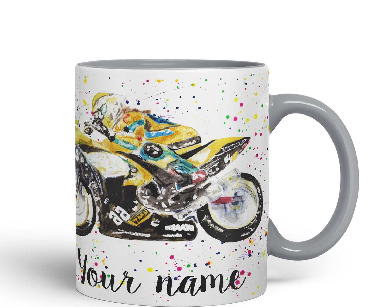 Vixar Personalised with Your Text Motorbike Motocycle Watercolour Art Coloured Ceramic Mug Cup Gift 330ml 11oz Custom Work Office Tea Coffee