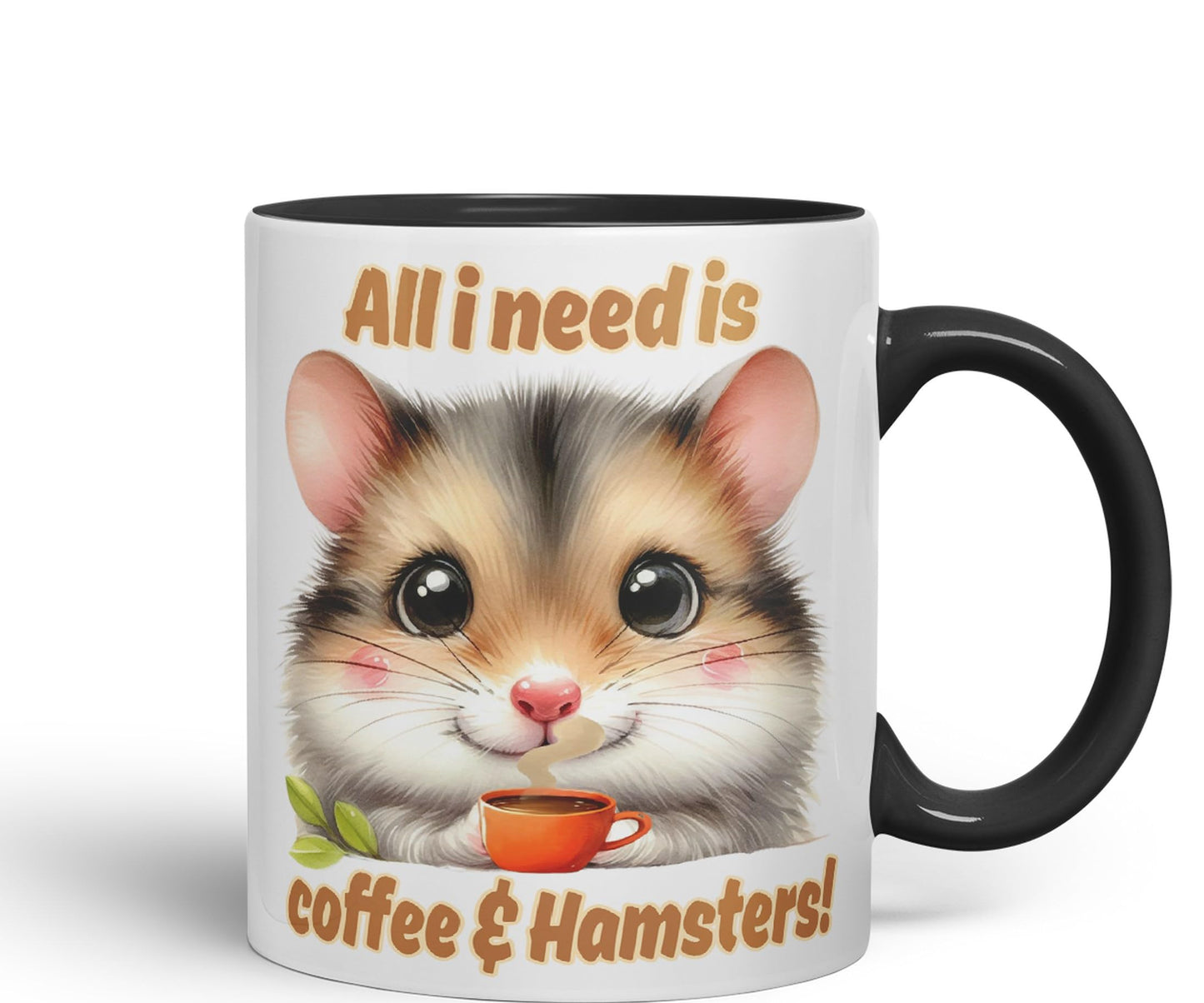 All I Needs is Coffee & Hamster Joke sarkasm Sarcastic Ceramic Coloured Mug Cup for Tea Coffee Hot Brew 330ml 11Oz Gift