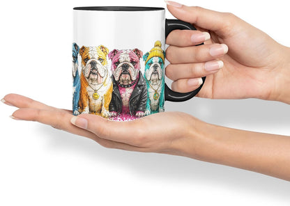 Vixar English Bulldog Dog Mug – Cute Bulldog Coloured Ceramic Mug Cup Gift, 11oz (Black)