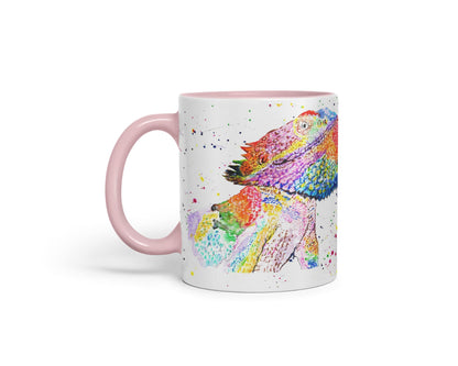 Vixar Bearded Dragon Reptile Pogona Pet Animals Watercolour Art Coloured Mug Cup Gift Birthday Work Office Tea Coffee