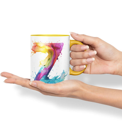 Letter Z mug, Alphabet Letter Z Monogram watercolour Ceramic Coloured Mug Cup for Tea Coffee Hot brew 330ml 11Oz Gift