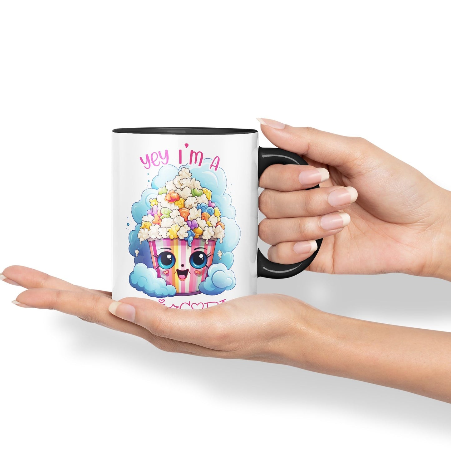 Yey I'm a Unicorn Popcorn Joke sarkasm Sarcastic Ceramic Coloured Mug Cup for Tea Coffee Hot Brew 330ml 11Oz Gift