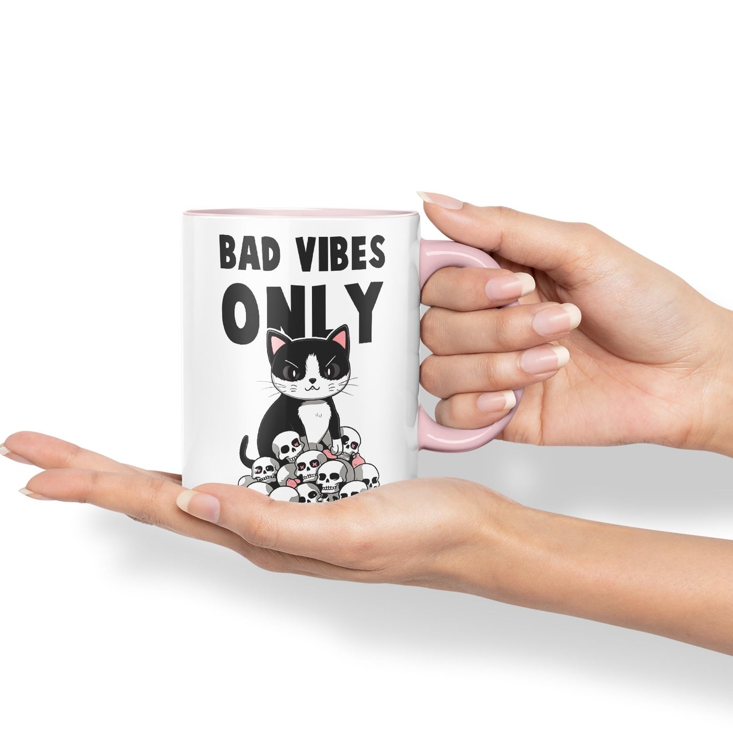 Bad Vibes Cats Sarcastic Joke Ceramic Coloured Mug Cup for Tea Coffee Hot Brew 330ml 11oz