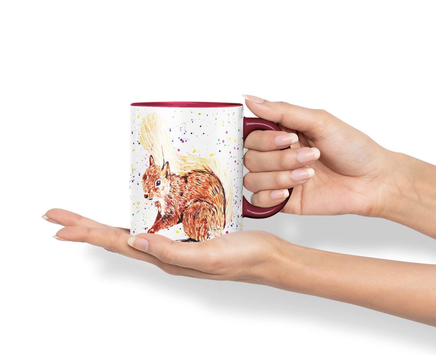 Vixar Squirrel Wildlife Natural Animals Watercolour Art Coloured Mug Cup Gift Birthday Work Office Tea Coffee