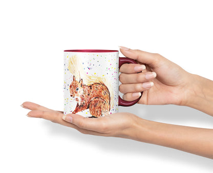 Vixar Squirrel Wildlife Natural Animals Watercolour Art Coloured Mug Cup Gift Birthday Work Office Tea Coffee