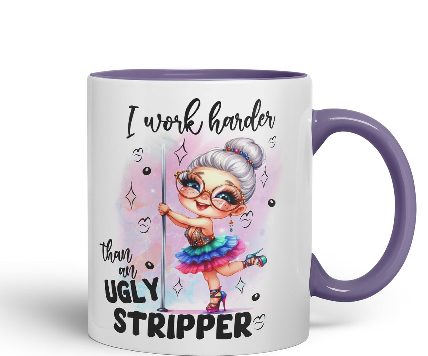 I Work Harder Than an Ugly Striper, Joke sarkasm Sarcastic Ceramic Coloured Mug Cup for Tea Coffee Hot Brew 330ml 11Oz Gift