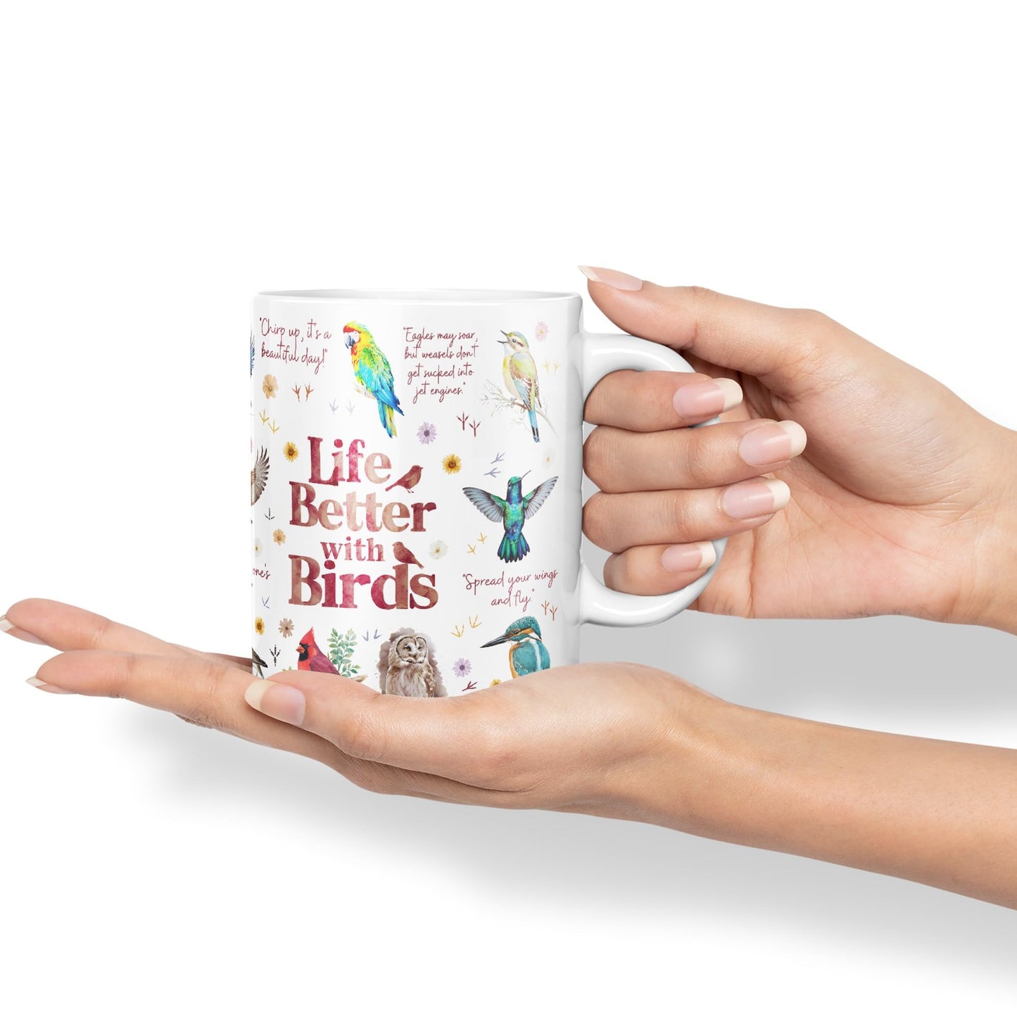 Life Better with Birds Joke sarkasm Sarcastic Ceramic Coloured Mug Cup for Tea Coffee Hot Brew 330ml 11Oz Gift