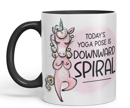 Today's Yoga Pose is Downward Spiral Unicorn Sarcastic Joke Ceramic Coloured Mug Cup for Tea Coffee Hot Brew 330ml 11 Oz Gift