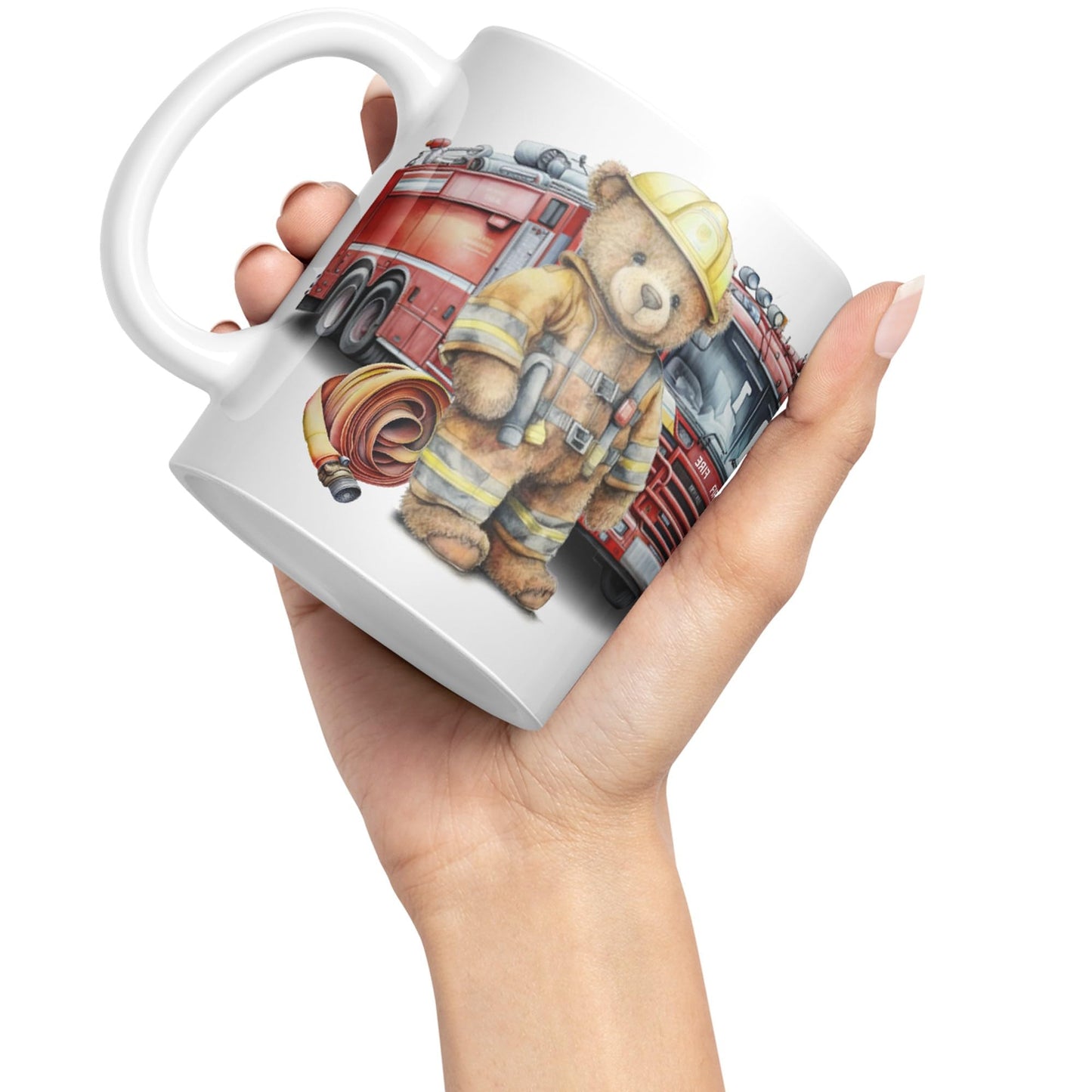 Vixar Teddy Bear Firefighter Firemen Themed Ceramic Mug Coloured Mug Cup Gift Birthday Work Office Tea Coffee