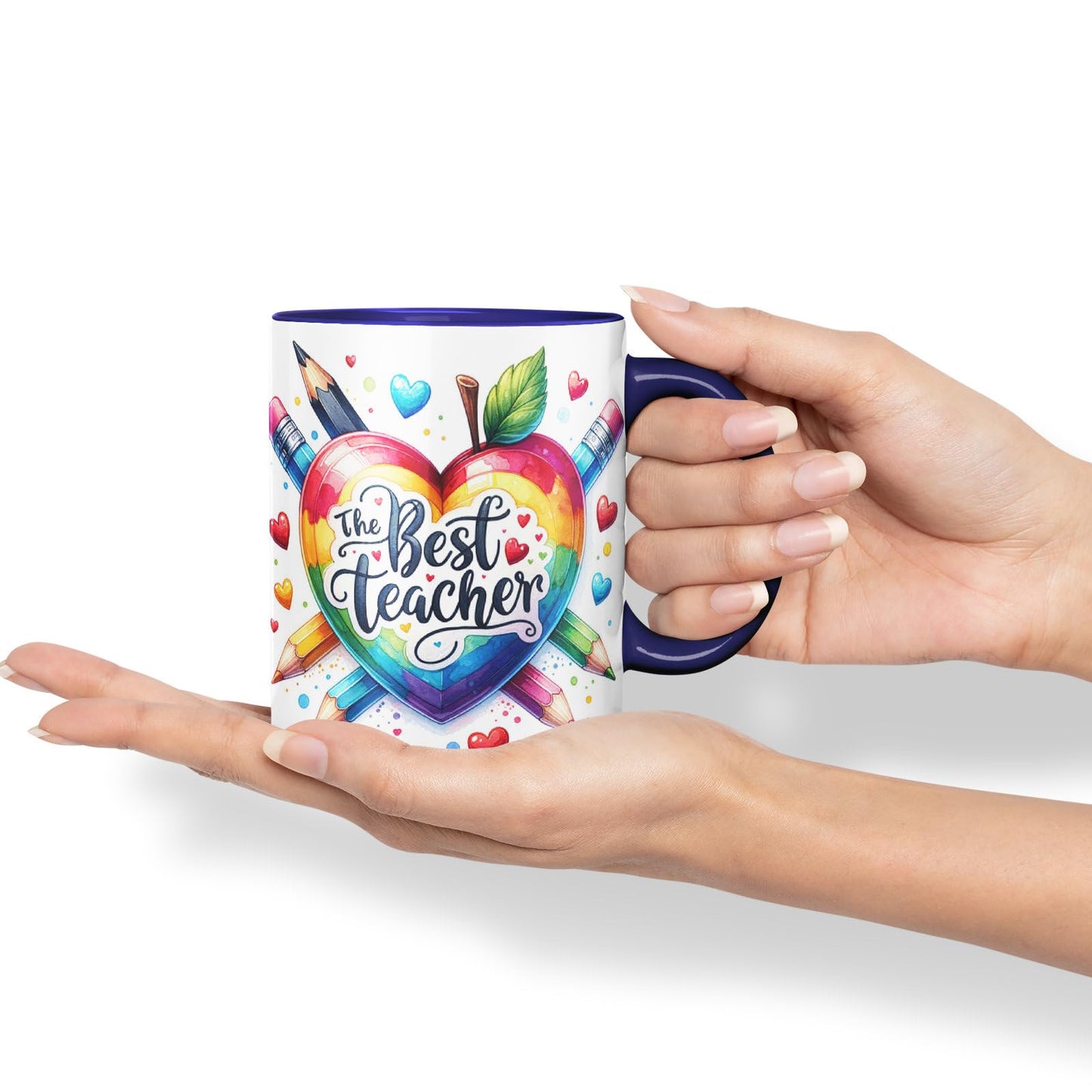 Vixar Best Teacher Mug Thank You, End of School Gift Ceramic Coloured Mug Cup for Tea Coffee Hot Brew 330ml 11Oz Gift BT2