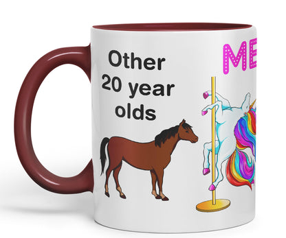 Vixar Pole Dance Unicorn 20th Birthday Other 20 Year Older Coloured 330 ml Mug Cup Gift Work Office Tea Coffee