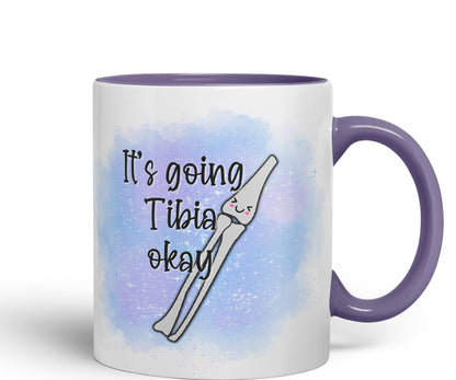 Vixar Anatomy Pun Humor It's Going Tibia ok Coloured Ceramic 330 ml Mug Cup Gift Birthday Work Office Tea Coffee