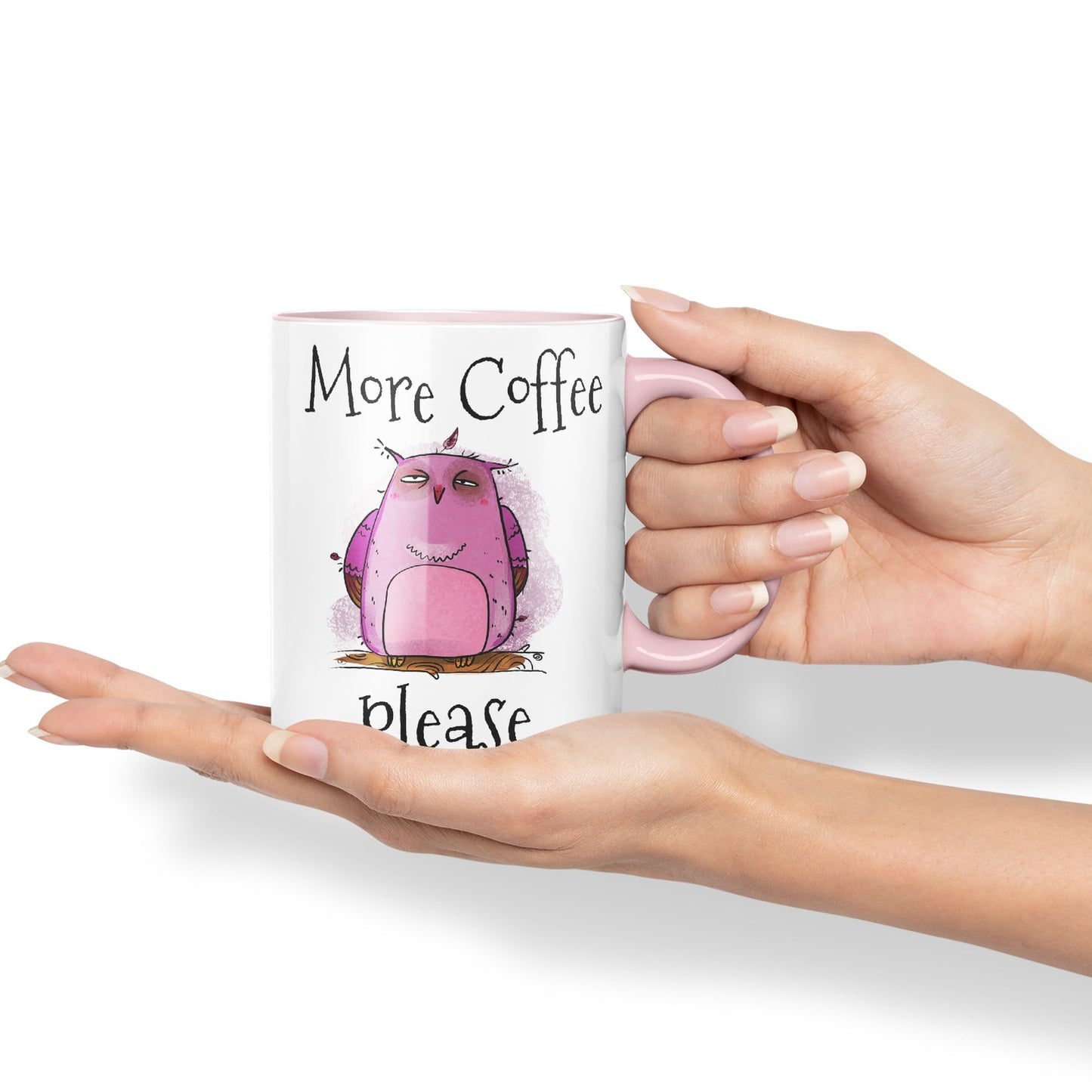 Vixar More Coffee Please owl Ceramic Coloured Mug Cup Gift Tea Coffee Christmas Office Home Joke Sarcastic