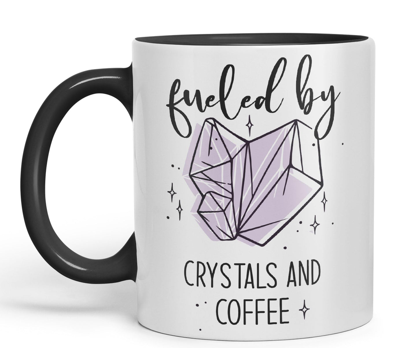 Fueled by Crystals Sugar and Coffee Sarcastic Joke Ceramic Coloured Mug Cup for Tea Coffee Hot Brew 330ml 11Oz