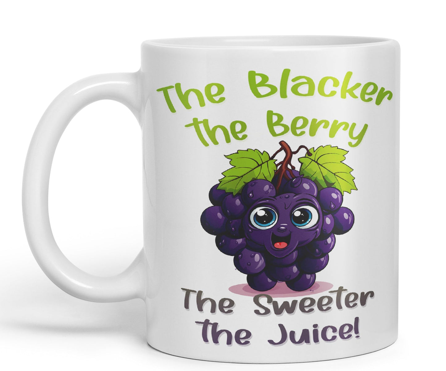 The Blacker The Berry The Sweeter The Juice Joke sarkasm Sarcastic Ceramic Coloured Mug Cup for Tea Coffee Hot Brew 330ml 11Oz Gift