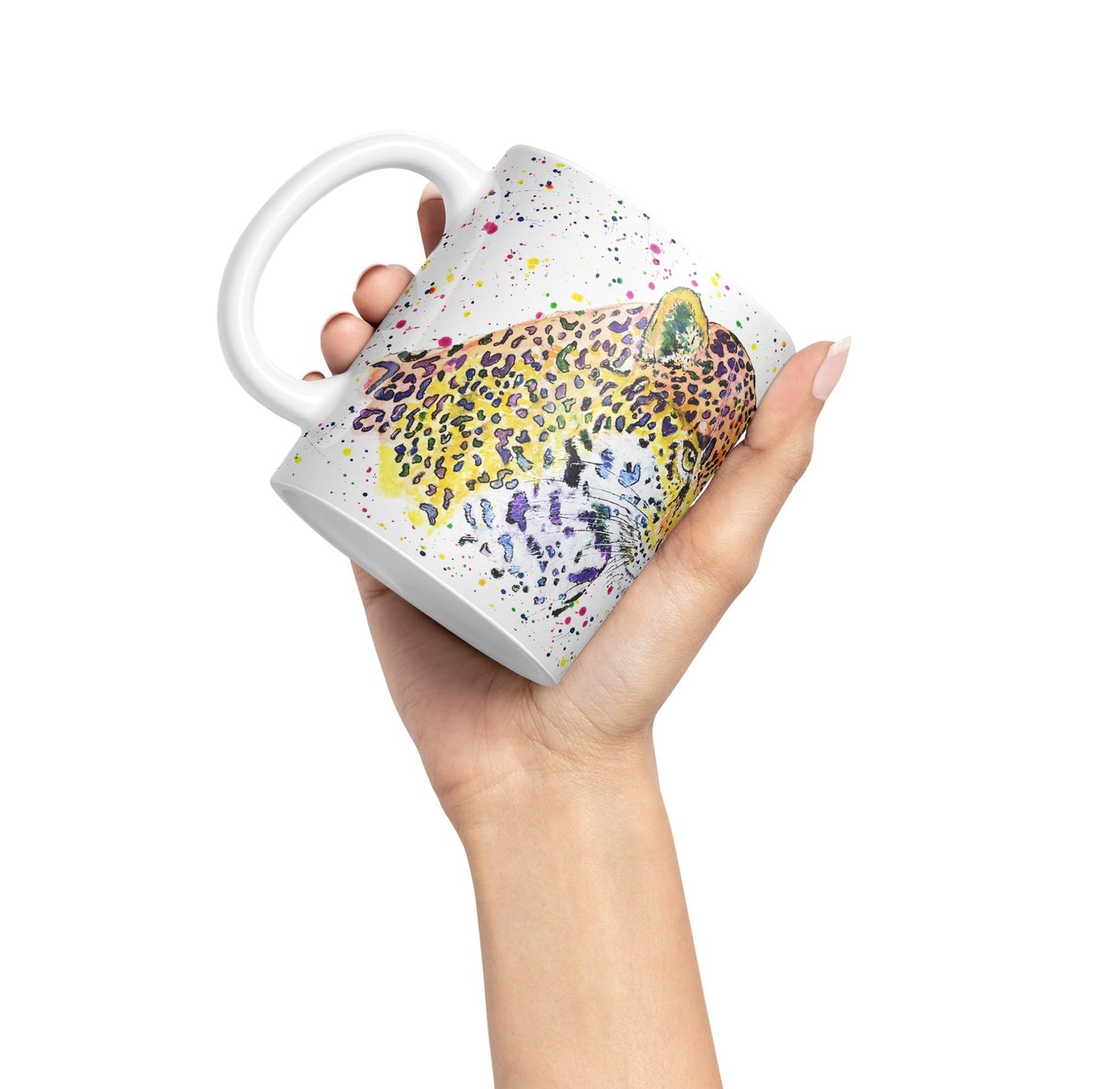 Jaguar Big Cat Safari animals Watercolour Ceramic Coloured Mug Cup for Tea Coffee Hot brew 330ml 11Oz Gift