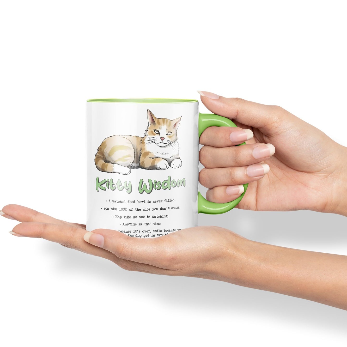 Kitty Wisdom a Watched Food… Live eat Sleep Repeat, cat Sarcastic Joke Ceramic Coloured Mug Cup for Tea Coffee Hot Brew 330ml 11Oz