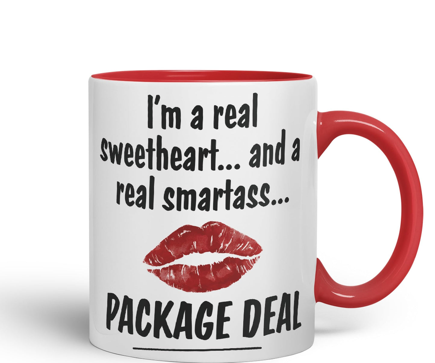 I'm a Real Seetheart … and a Real Smartass.. Package Deal Joke Sarcastic bee Ceramic Coloured Mug Cup for Tea Coffee Hot Brew 330ml 11Oz