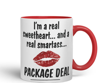 I'm a Real Seetheart … and a Real Smartass.. Package Deal Joke Sarcastic bee Ceramic Coloured Mug Cup for Tea Coffee Hot Brew 330ml 11Oz