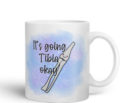 Vixar Anatomy Pun Humor It's Going Tibia ok Coloured Ceramic 330 ml Mug Cup Gift Birthday Work Office Tea Coffee