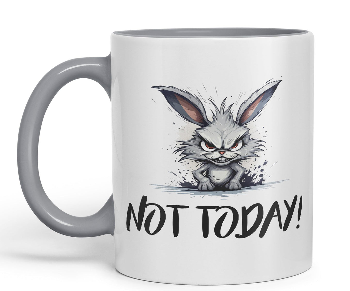 Not Today! Hunry Bunny Hare Joke sarkasm Sarcastic Ceramic Coloured Mug Cup for Tea Coffee Hot Brew 330ml 11Oz Gift