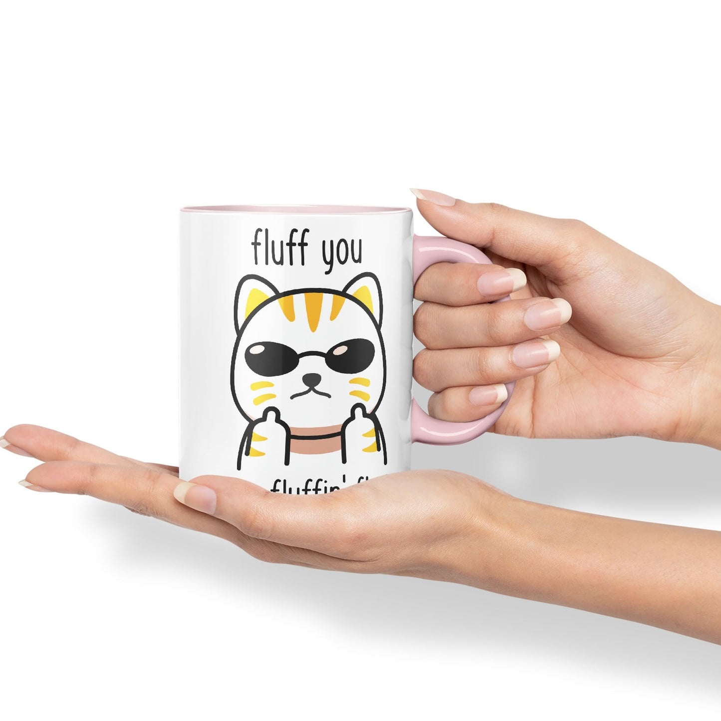 Vixar Fluff You Cat Joke Adult Ceramic Mug Coloured Mug Cup Gift Tea Coffee Christmas Office Home