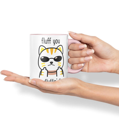 Vixar Fluff You Cat Joke Adult Ceramic Mug Coloured Mug Cup Gift Tea Coffee Christmas Office Home