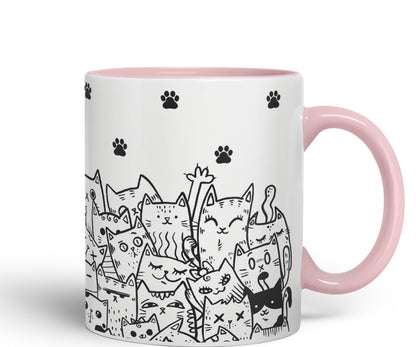 Vixar Cats mom dad Paws cat Lovers Coloured Ceramic Mug Cup Gift 330ml 11oz Work Office Tea Coffee